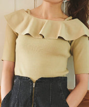 画像をギャラリービューアに読み込む, オフショルフリルリブニット/TT438331
