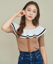 画像をギャラリービューアに読み込む, オフショルフリルリブニット/TT438331
