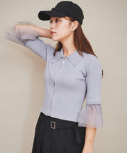 画像をギャラリービューアに読み込む, チュール袖ジップニット/TT438330
