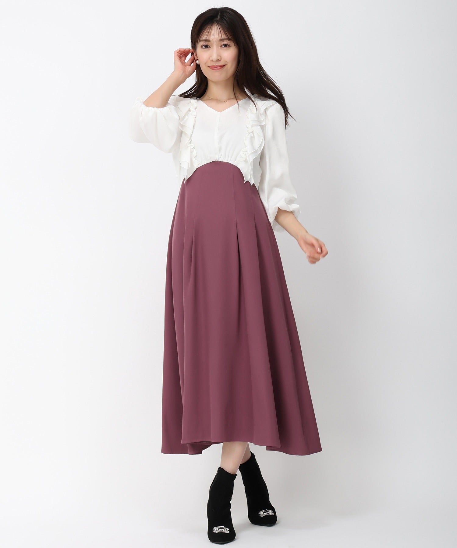 一部店舗限定アイテム】ラッフルコンビワンピース/MM437416 – MISCH