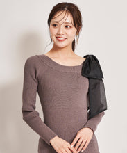 画像をギャラリービューアに読み込む, シアーリボンアシメニットワンピース/TT437424
