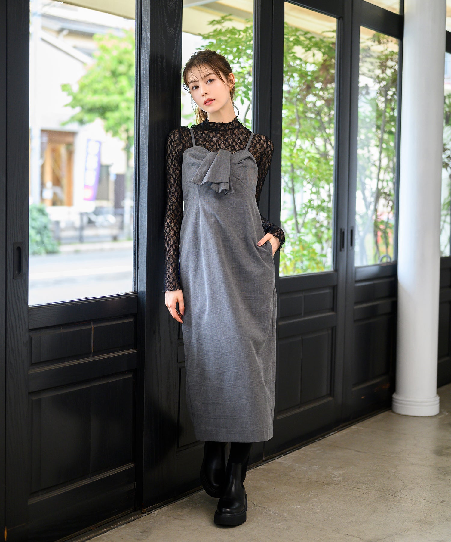 黒 メッシュ キャミワンピース 　d&g リボン ねじりリボンキャミワンピース – MISCH MASCH|31 Sons de mode