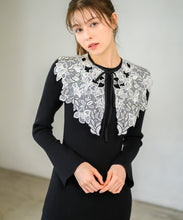 画像をギャラリービューアに読み込む, レース襟ロングニットワンピース/MM447408
