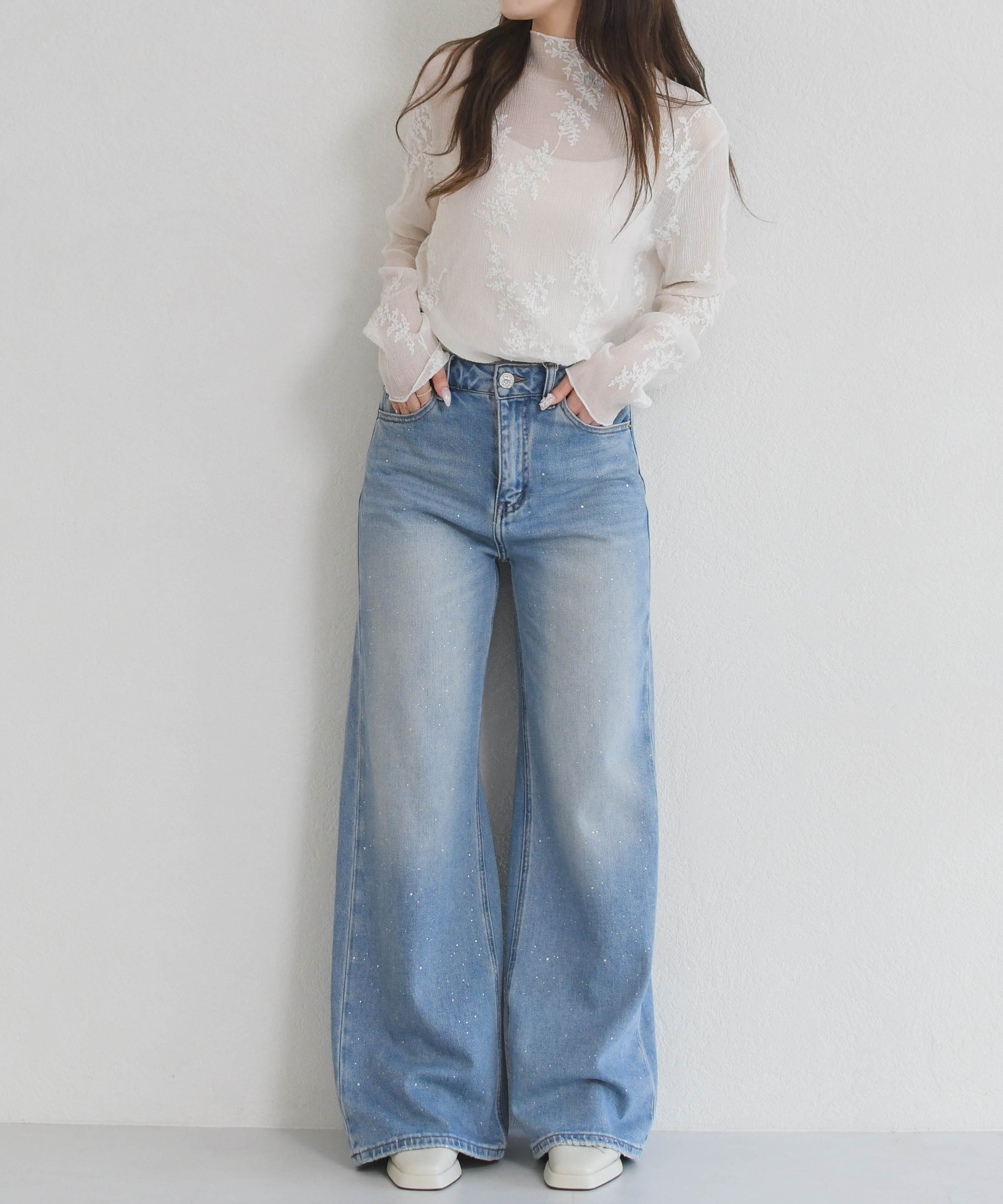 一部店舗限定】ラインストーンデザインデニムパンツ/MM657303 – MISCH