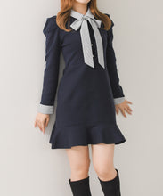 画像をギャラリービューアに読み込む, 【予約販売/10月中旬入荷予定】ストライプボウタイミニニットワンピース/TT637407
