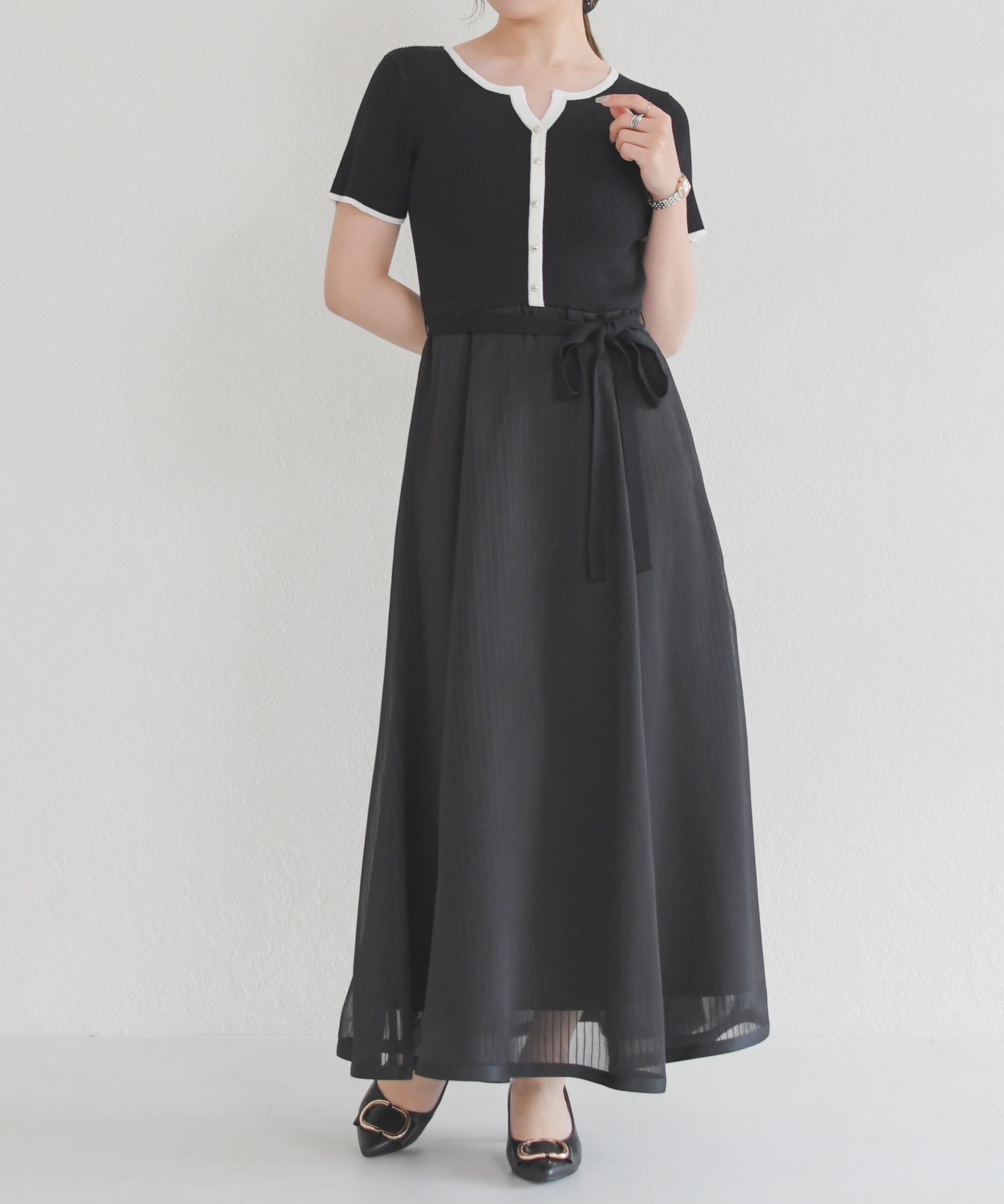 ストライプアソート配色ニットドッキングワンピース/MM627432 – MISCH