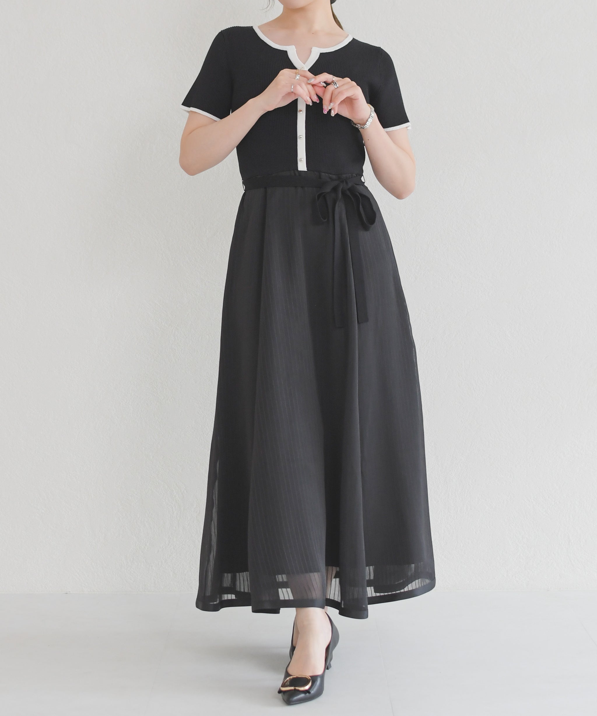ストライプアソート配色ニットドッキングワンピース/MM627432 – MISCH