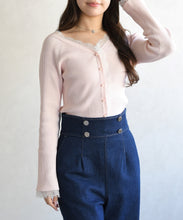 画像をギャラリービューアに読み込む, レーストリミング袖フレアニット/TT618305
