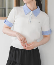 画像をギャラリービューアに読み込む, 【一部店舗限定】配色シャツ襟ポロニット/TT658311
