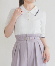 画像をギャラリービューアに読み込む, 【予約販売/3月下旬発売予定】アイレット編みポロニット/TT628304
