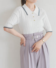 画像をギャラリービューアに読み込む, 【予約販売/3月下旬発売予定】アイレット編みポロニット/TT628304
