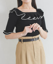 画像をギャラリービューアに読み込む, 【予約販売/4月上旬発売予定】フリル配色ニット/TT628307
