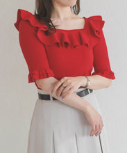 画像をギャラリービューアに読み込む, 【予約販売/4月上旬発売予定】フリル配色ニット/TT628307
