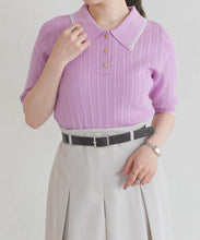 画像をギャラリービューアに読み込む, 【予約販売/3月下旬発売予定】アイレット編みポロニット/TT628304
