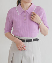 画像をギャラリービューアに読み込む, 【予約販売/3月下旬発売予定】アイレット編みポロニット/TT628304
