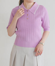 画像をギャラリービューアに読み込む, 【予約販売/3月下旬発売予定】アイレット編みポロニット/TT628304
