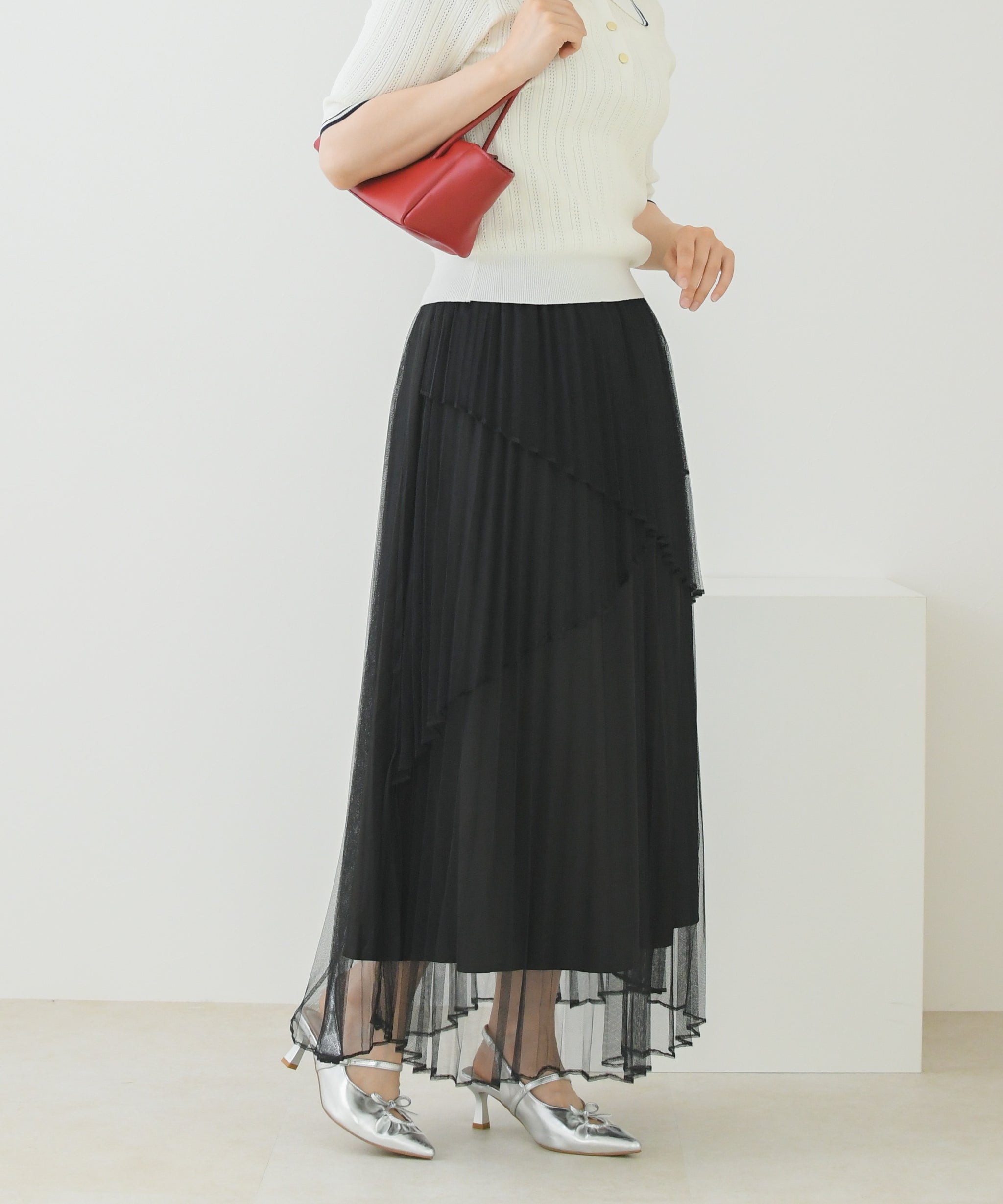 一部店舗限定】アシメシフォンプリーツスカート/TT657234 – MISCH