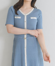 画像をギャラリービューアに読み込む, ラメ配色AラインVネックニットワンピース/MM627417
