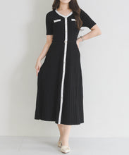 画像をギャラリービューアに読み込む, ラメ配色AラインVネックニットワンピース/MM627417
