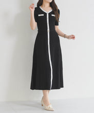 画像をギャラリービューアに読み込む, ラメ配色AラインVネックニットワンピース/MM627417
