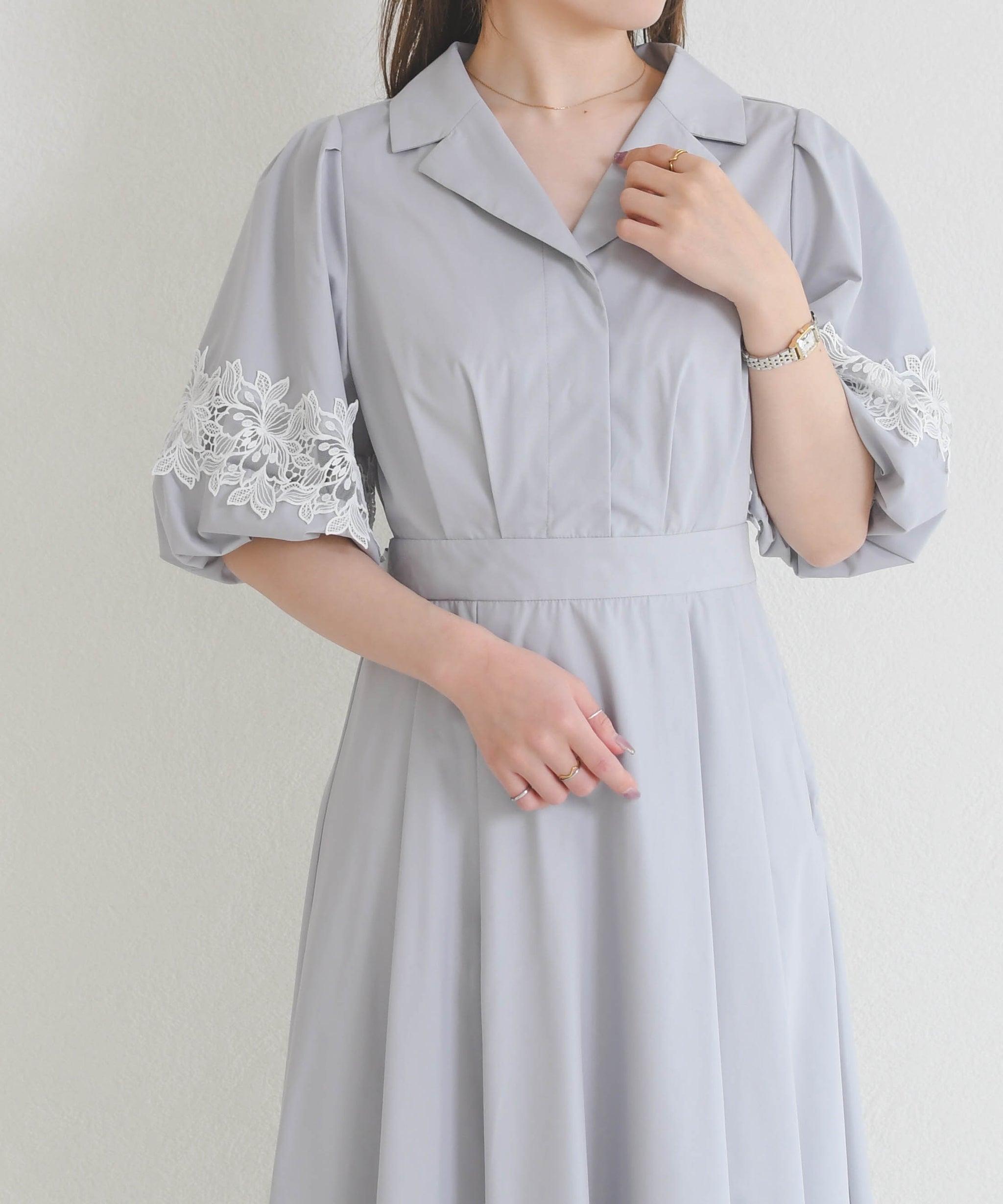 レース切替バルーンスリーブシャツワンピース/MM627419 – MISCH MASCH 