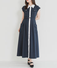 画像をギャラリービューアに読み込む, 【予約販売/5月上旬発売予定】配色襟フレンチシャツワンピース/MM627412
