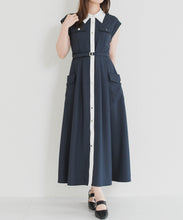 画像をギャラリービューアに読み込む, 【予約販売/5月上旬発売予定】配色襟フレンチシャツワンピース/MM627412
