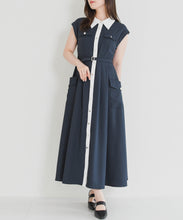 画像をギャラリービューアに読み込む, 【予約販売/5月上旬発売予定】配色襟フレンチシャツワンピース/MM627412
