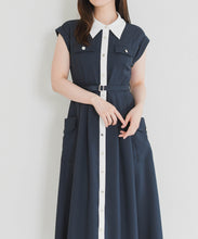 画像をギャラリービューアに読み込む, 【予約販売/5月上旬発売予定】配色襟フレンチシャツワンピース/MM627412
