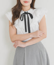 画像をギャラリービューアに読み込む, 【予約販売/5月上旬発売予定】タックリボン綿タッチフリルブラウス/MM628113
