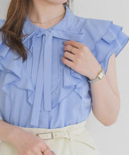 画像をギャラリービューアに読み込む, 【予約販売/5月上旬発売予定】タックリボン綿タッチフリルブラウス/MM628113
