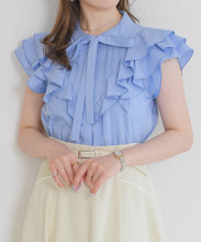 画像をギャラリービューアに読み込む, 【予約販売/5月上旬発売予定】タックリボン綿タッチフリルブラウス/MM628113

