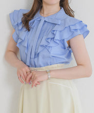 画像をギャラリービューアに読み込む, 【予約販売/5月上旬発売予定】タックリボン綿タッチフリルブラウス/MM628113
