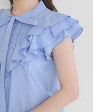 画像をギャラリービューアに読み込む, 【予約販売/5月上旬発売予定】タックリボン綿タッチフリルブラウス/MM628113
