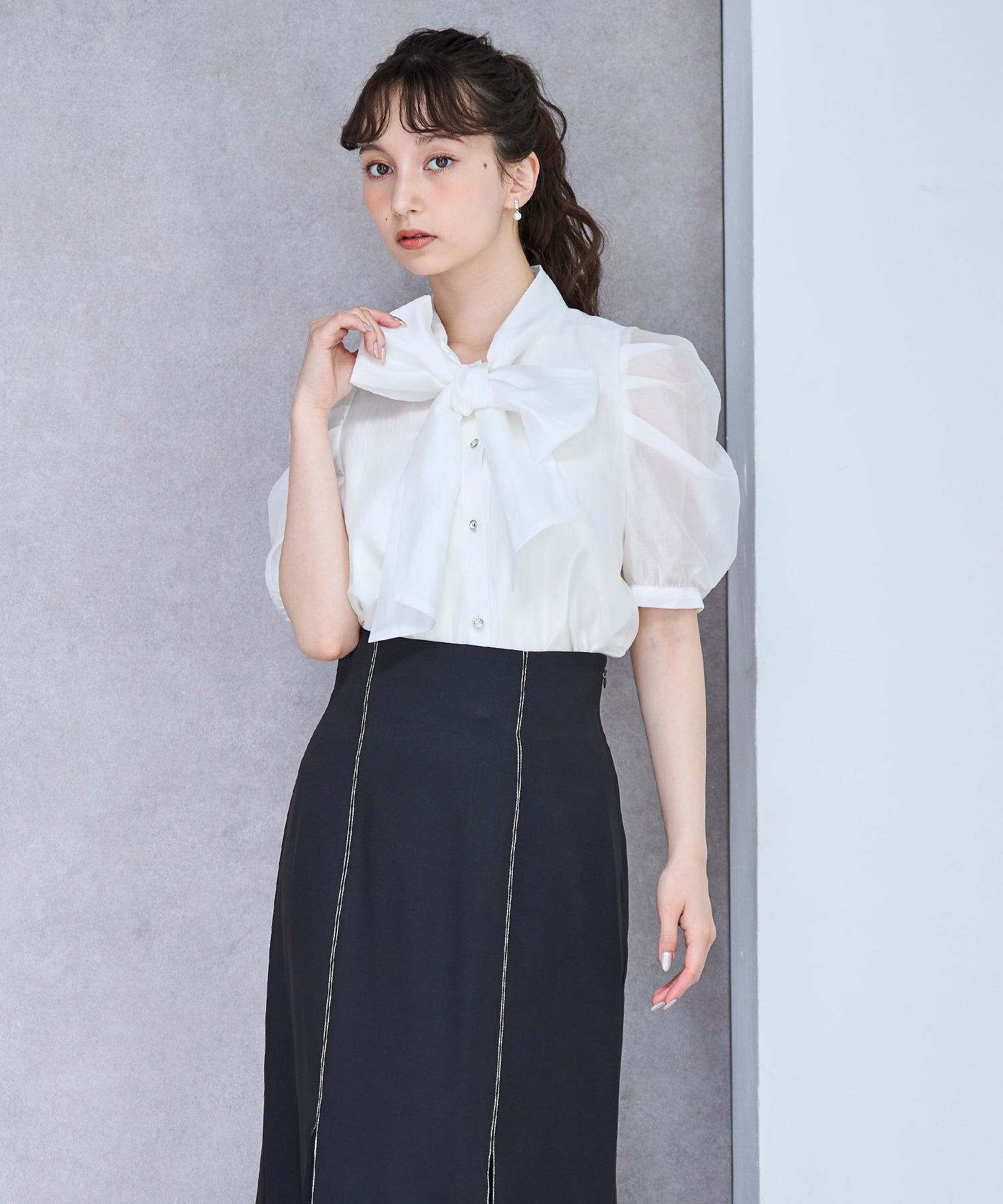 トップス mimi ビジュー釦シアーボウタイブラウス/TT528106 – MISCH MASCH|31