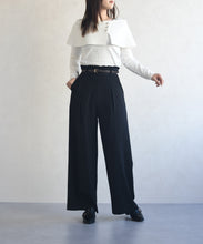 画像をギャラリービューアに読み込む, 合皮ベルト付きフリルタックワイドパンツ/MM537303
