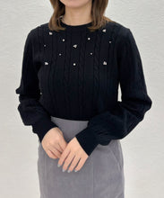 画像をギャラリービューアに読み込む, 【WEB限定予約販売/11月中旬発売予定】バックリボンビジューケーブルニット/MM548323
