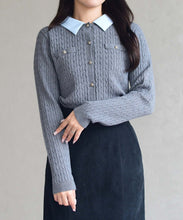 画像をギャラリービューアに読み込む, 【WEB限定予約販売/11月中旬発売予定】シャツ襟付きケーブルカーディガン/MM548410
