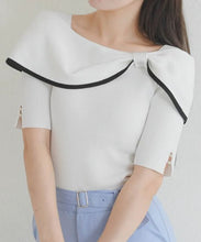 画像をギャラリービューアに読み込む, アシメリボン2way配色ケープニット/MM628310
