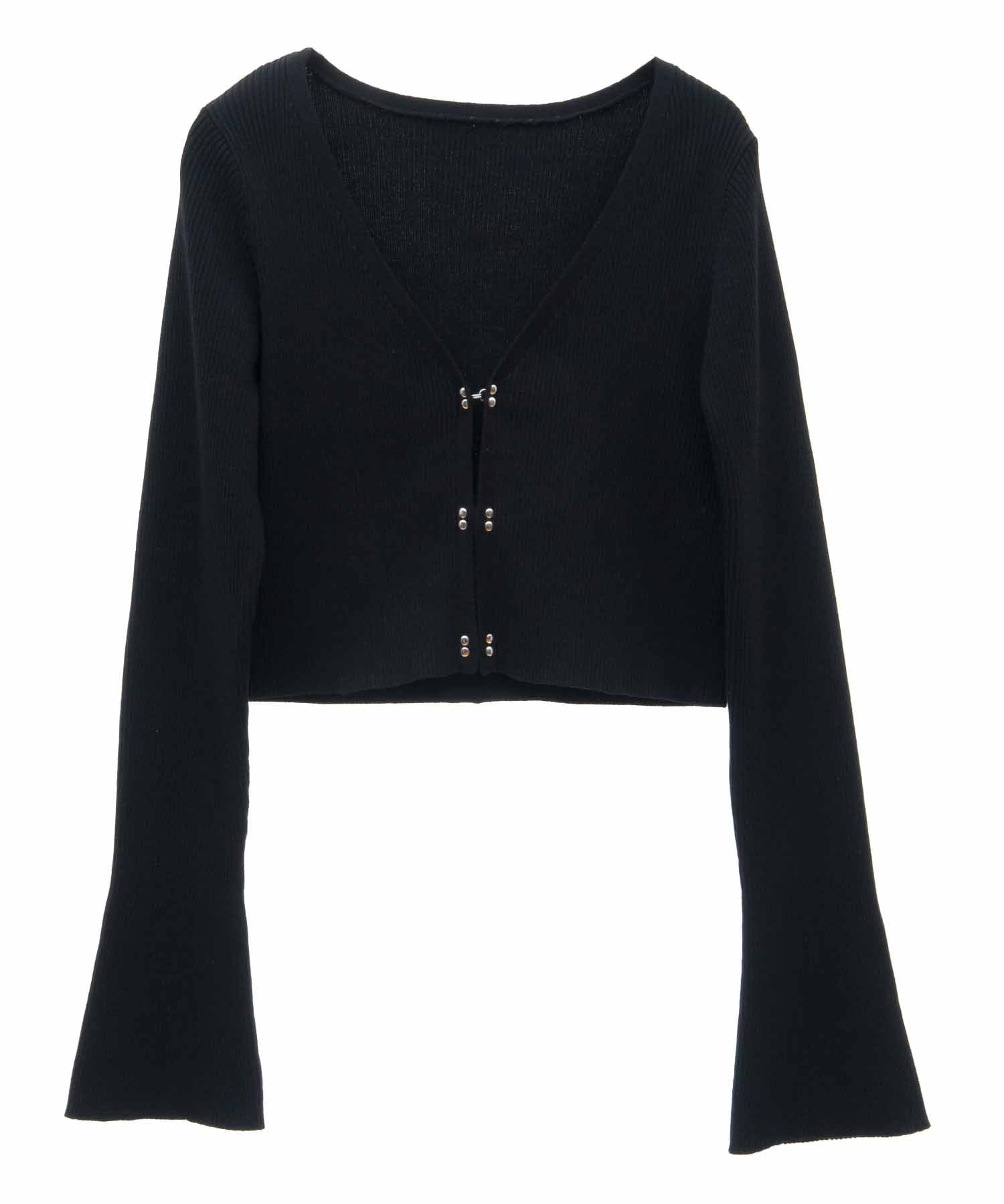 pinue ハンドステッチニットキャミ＆カーデセット（BLACK） PINUEハンドステッチニットキャミ＆カーデセット（BLACK）