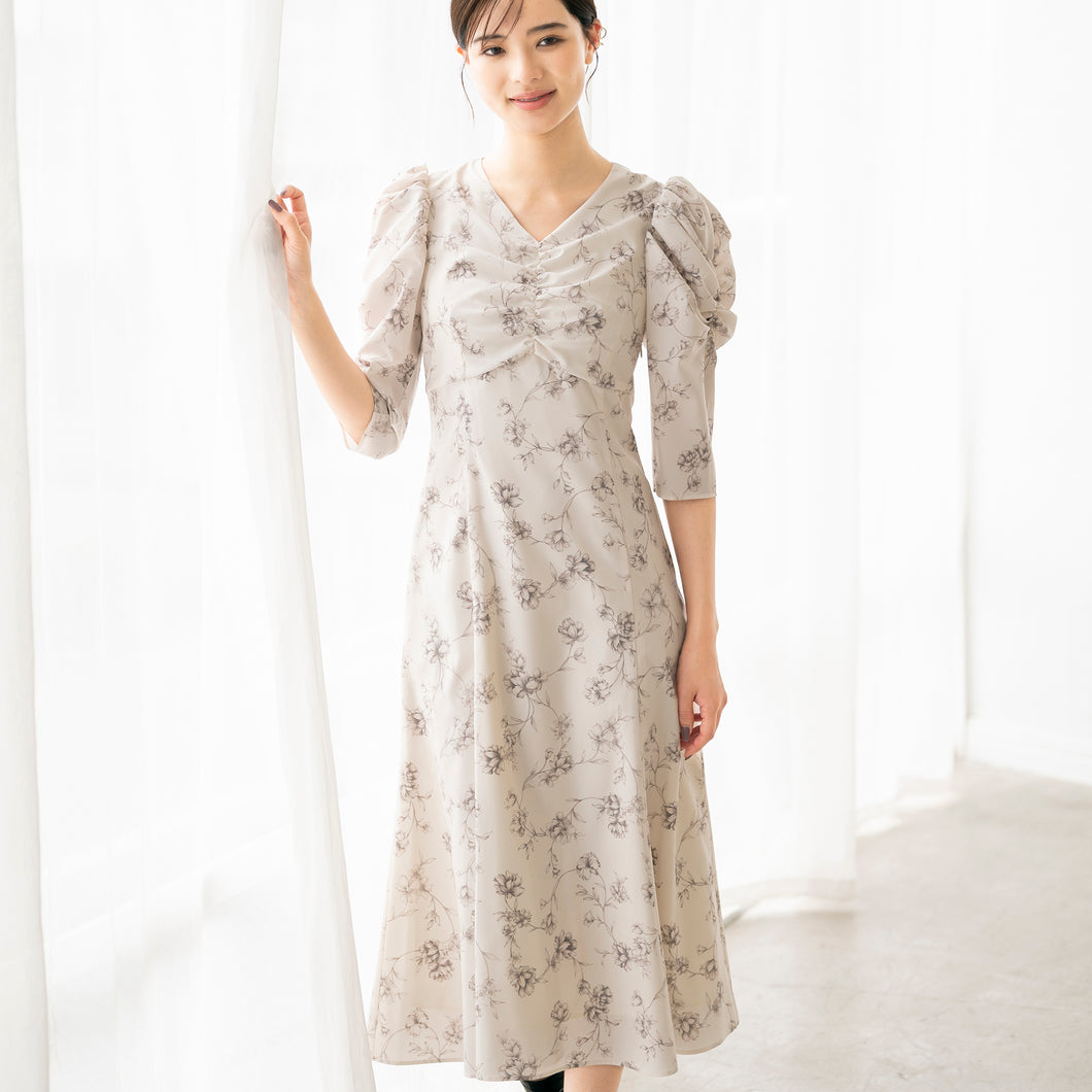 ラインフラワーワンピース/mm337401
