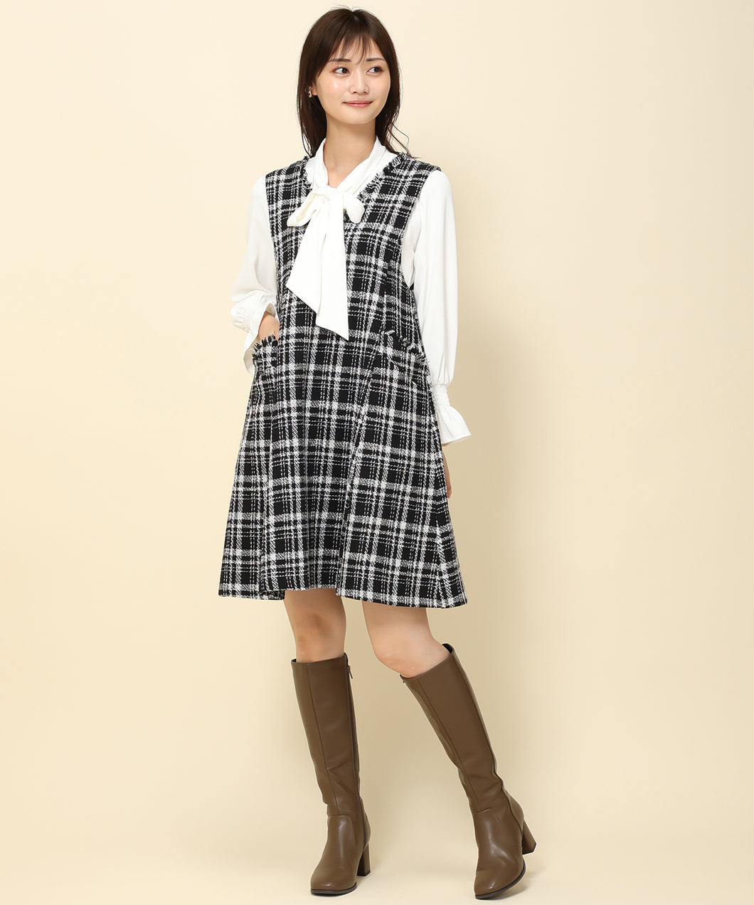 パール付きツイードジャンスカ/MM337420