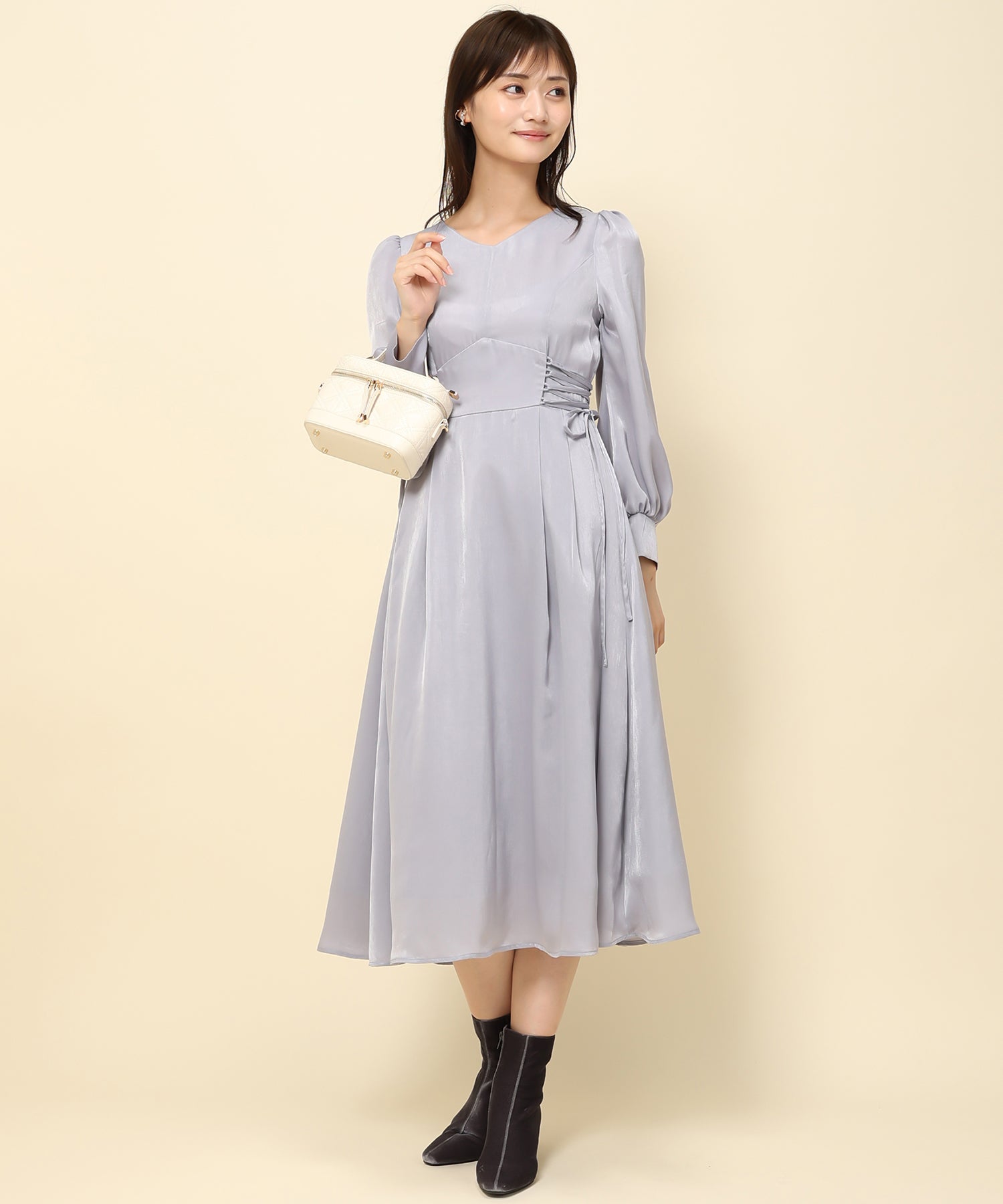 予約販売商品】ピーチサテンサイドレースアップワンピース/MM337426