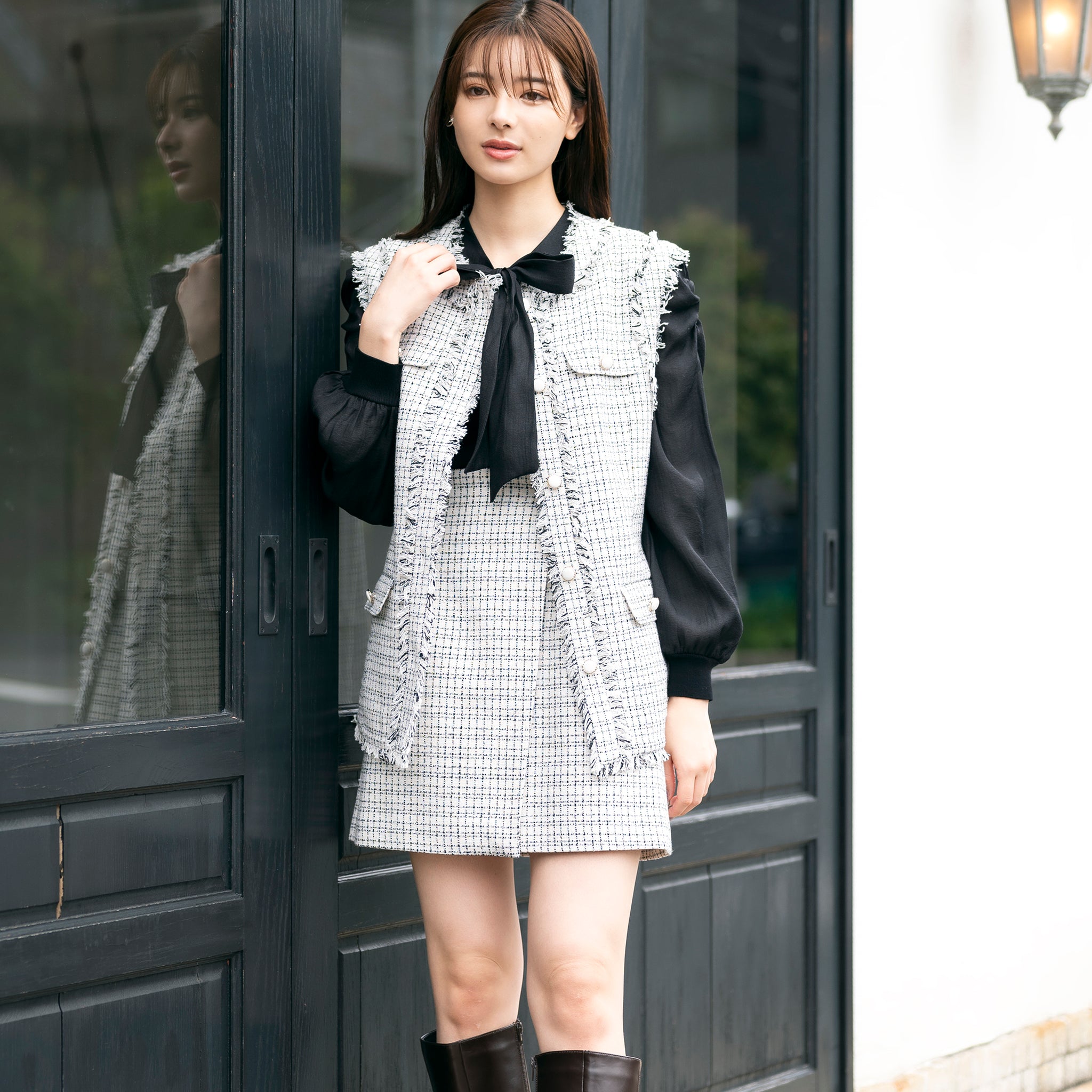 美品　maje マージュ　ツイード　中綿　ノーカラージャケット　紫　オケージョン ツイードジレ – MISCH MASCH|31 Sons de mode