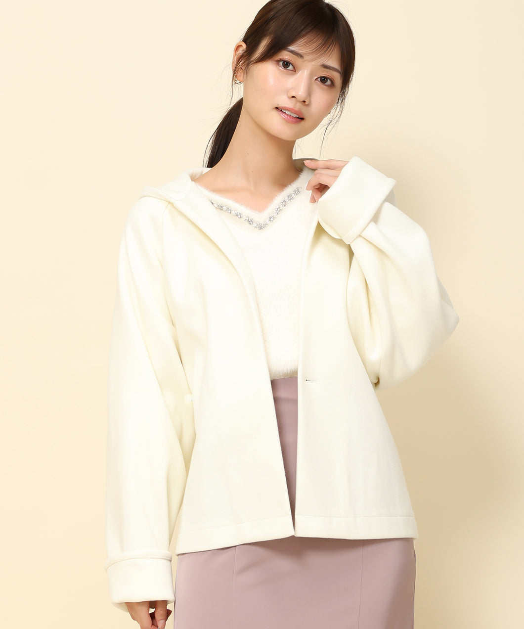 中空糸ニットメルトンフードコート/MM338602