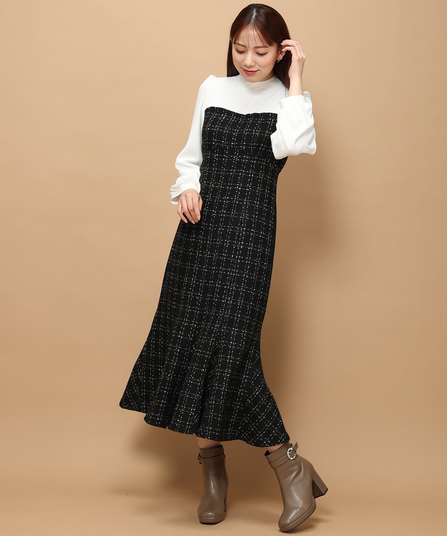 ラメツイードビスチェ風ドッキングワンピース/MM347403 – MISCH MASCH