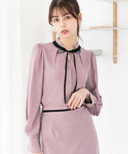 画像をギャラリービューアに読み込む, ハンマーサテン配色ボウタイブラウス/MM348101
