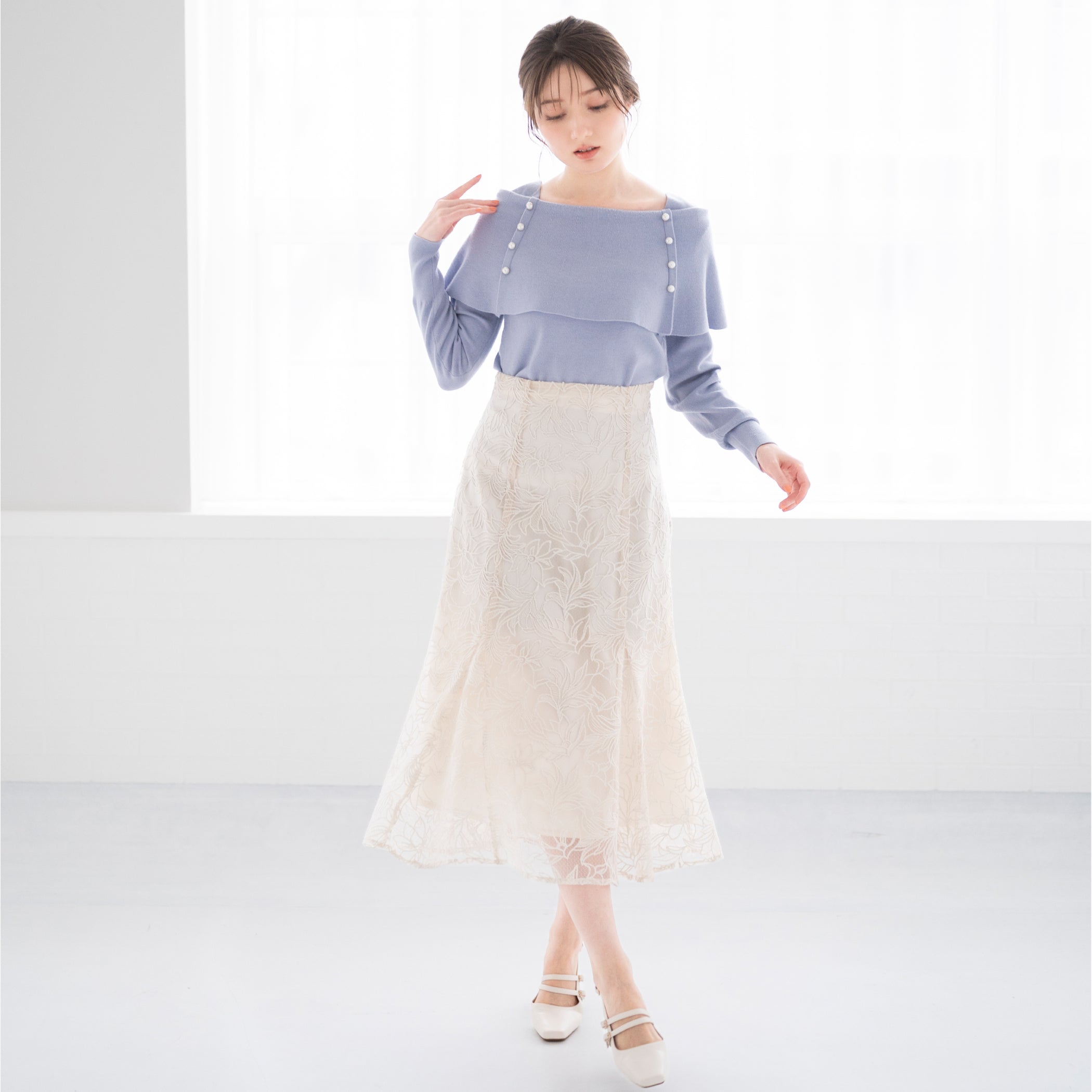 フラワー刺繍スカート/MM417211