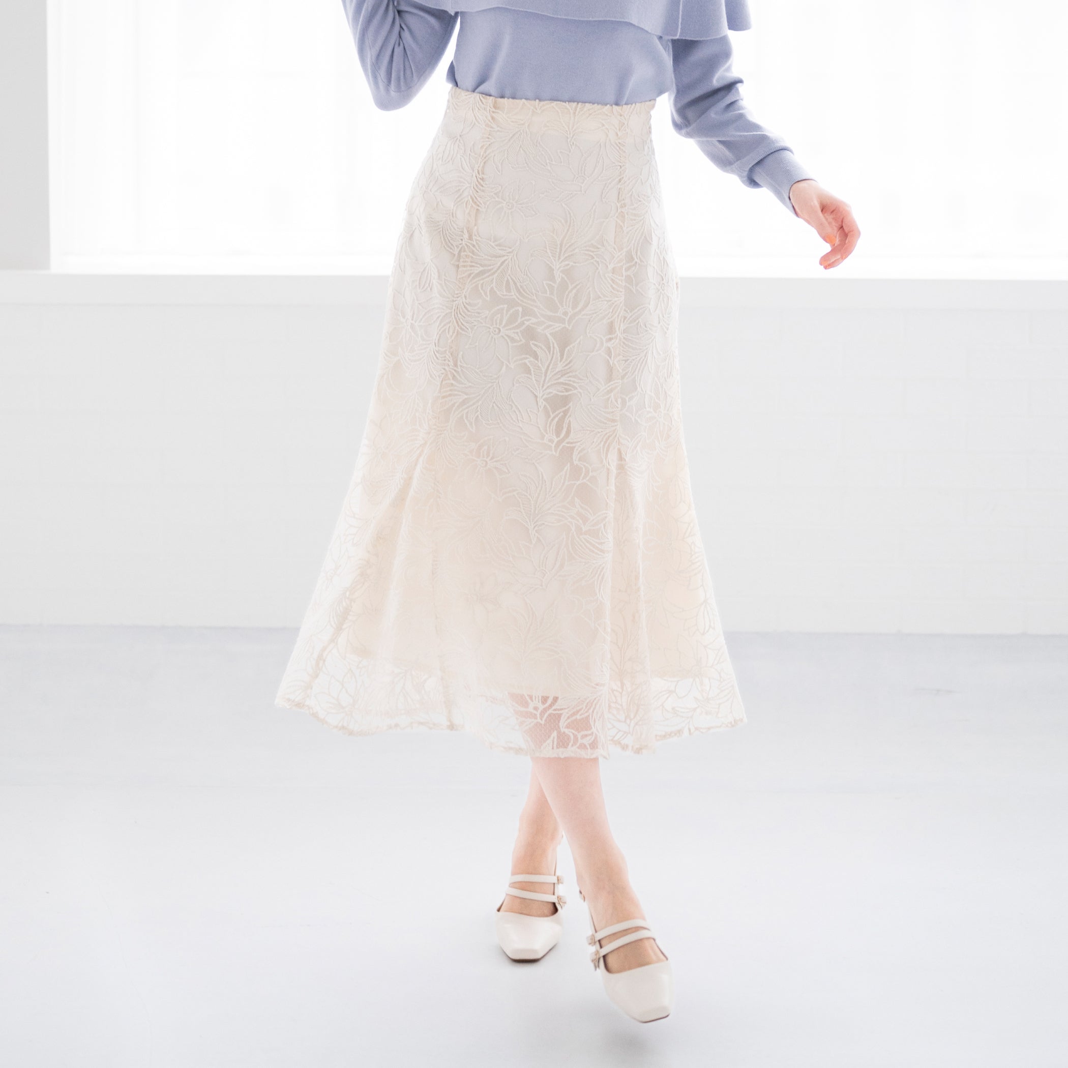 フラワー刺繍スカート/MM417211