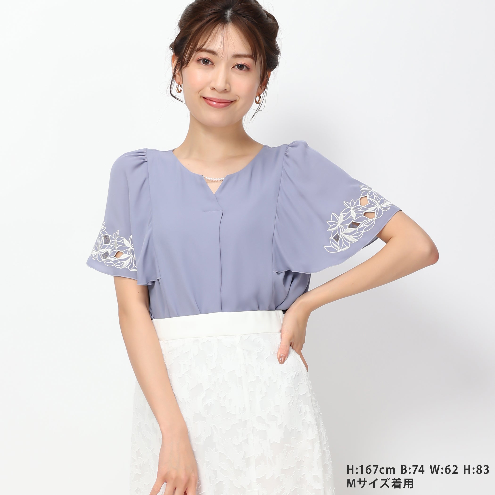 【期間限定価格】刺繍ケープ袖ブラウス/MM418105